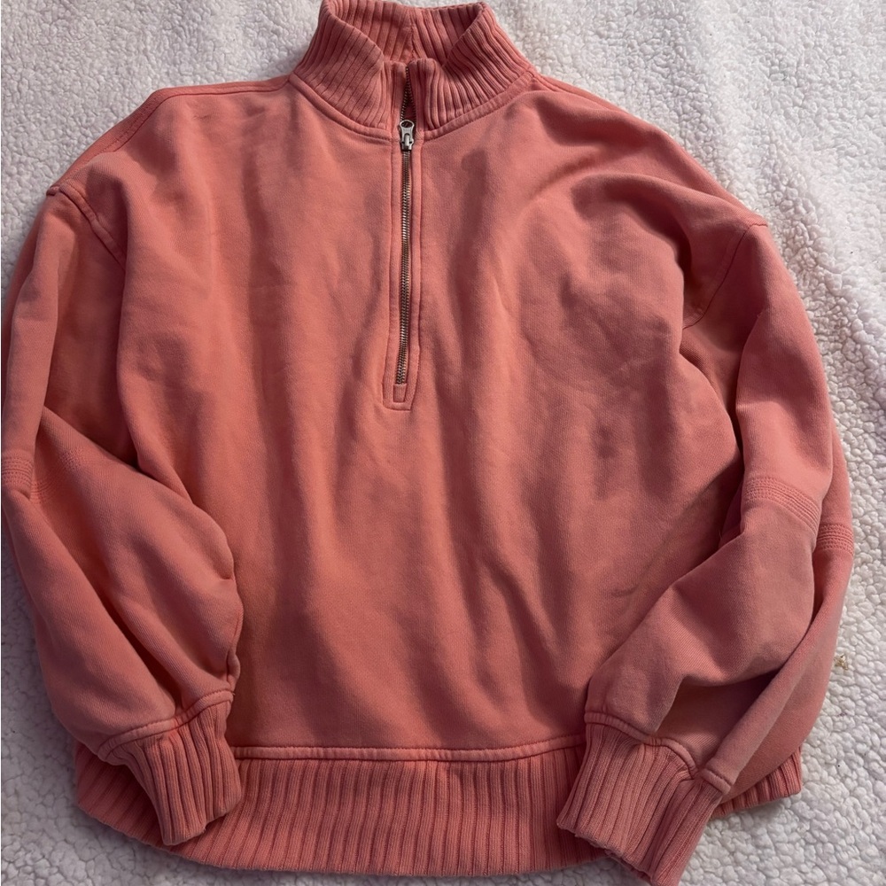 Aerie Zip-Up pullover in Coral